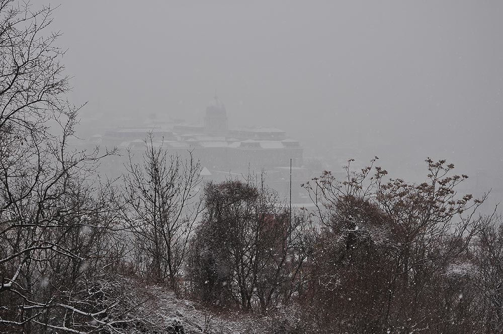panorama de Budapest sous la neige