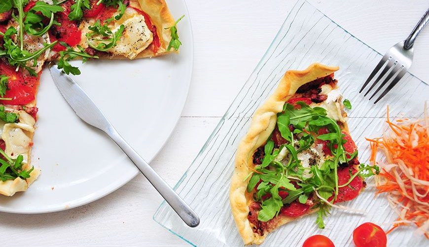 tarte roquette tomates chèvre