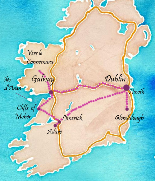 idée d'itinéraire en irlande: dublin, glendalough, galway, connemara, cliffs of moher