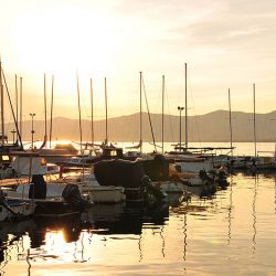 coucher de soleil, marina de Split, Croatie