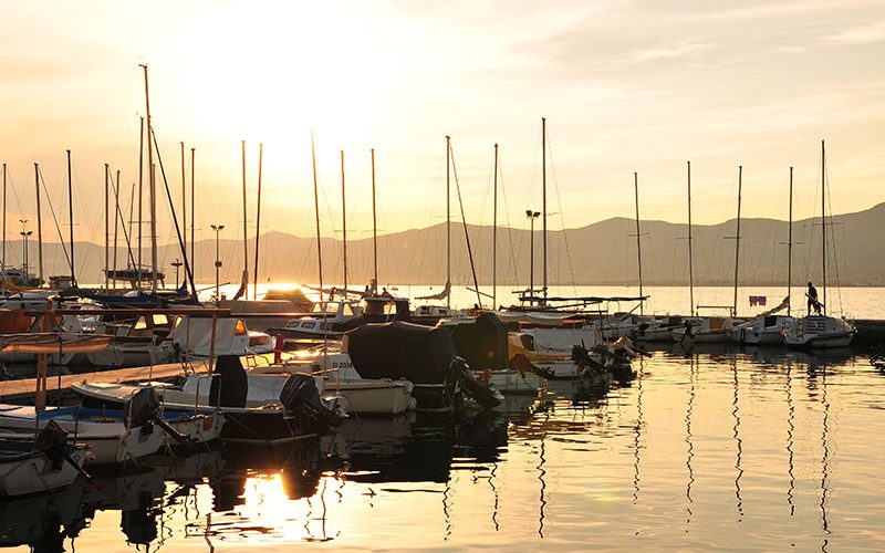coucher de soleil, marina de Split, Croatie
