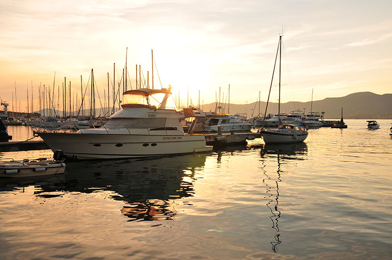 coucher de soleil, marina de Split, Croatie