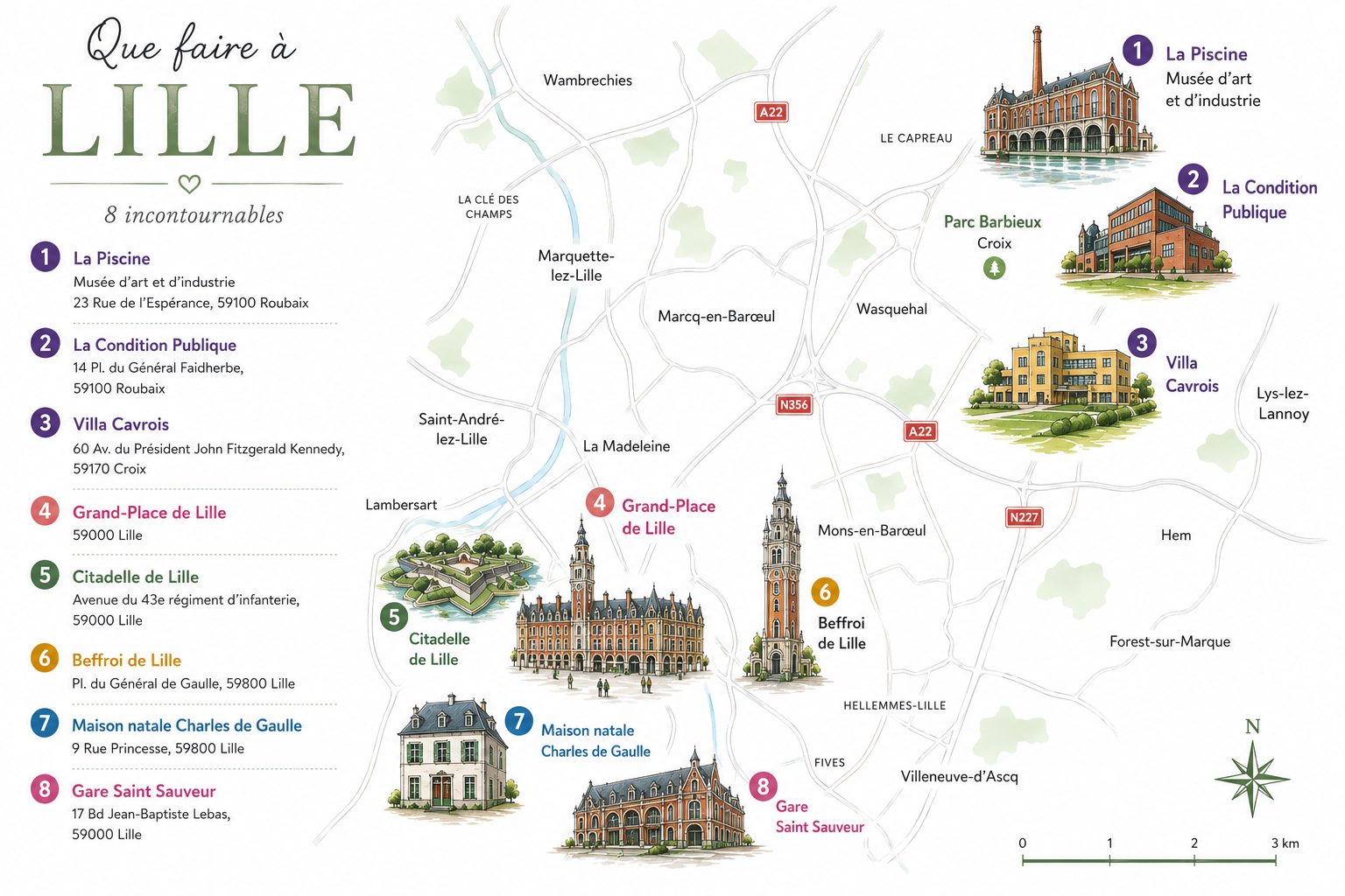 que faire à lille, carte