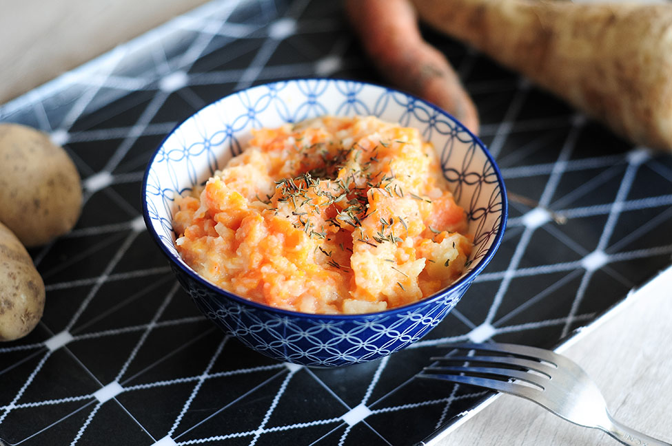 recette purée de panais, carottes et pommes de terre