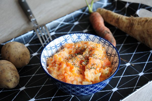 Recette d'automne facile : purée de pommes de terre, carottes et panais