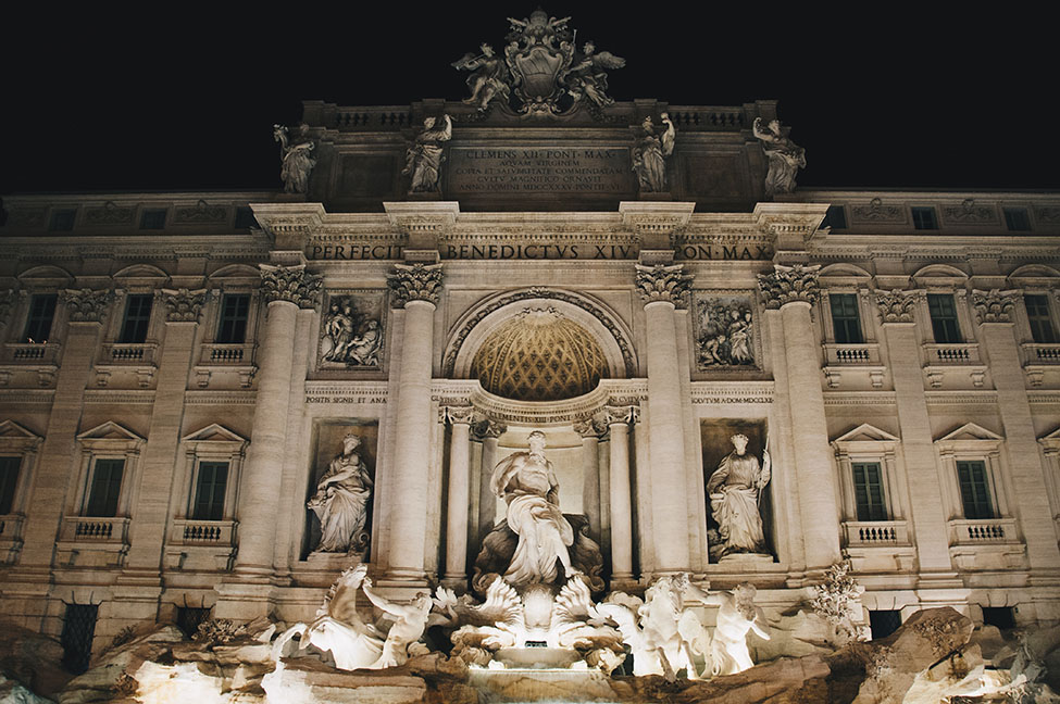 fontaine de trévi, nuit, rome