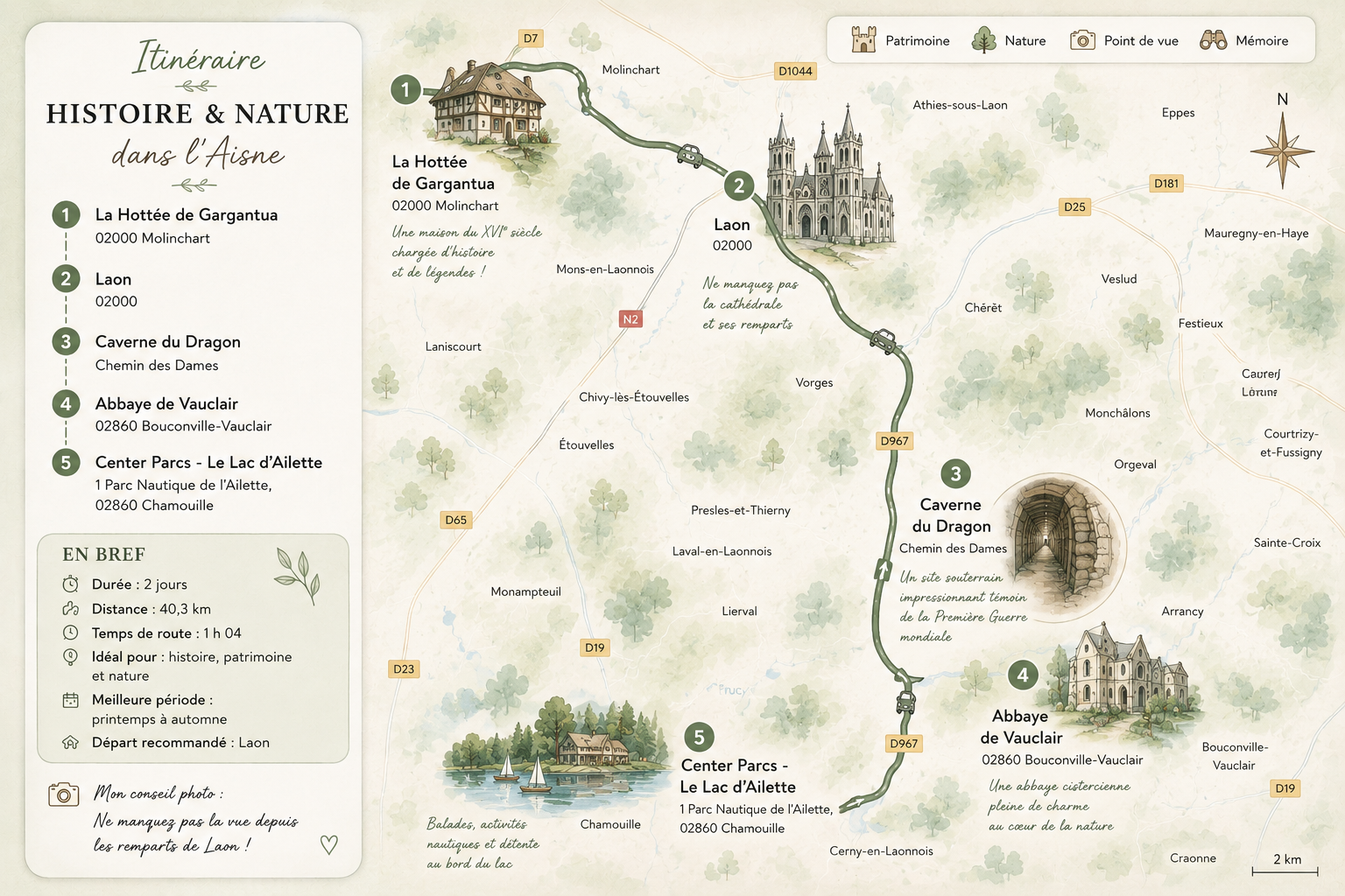 itinéraire de week-end en picardie autour de laon et du chemin des dames