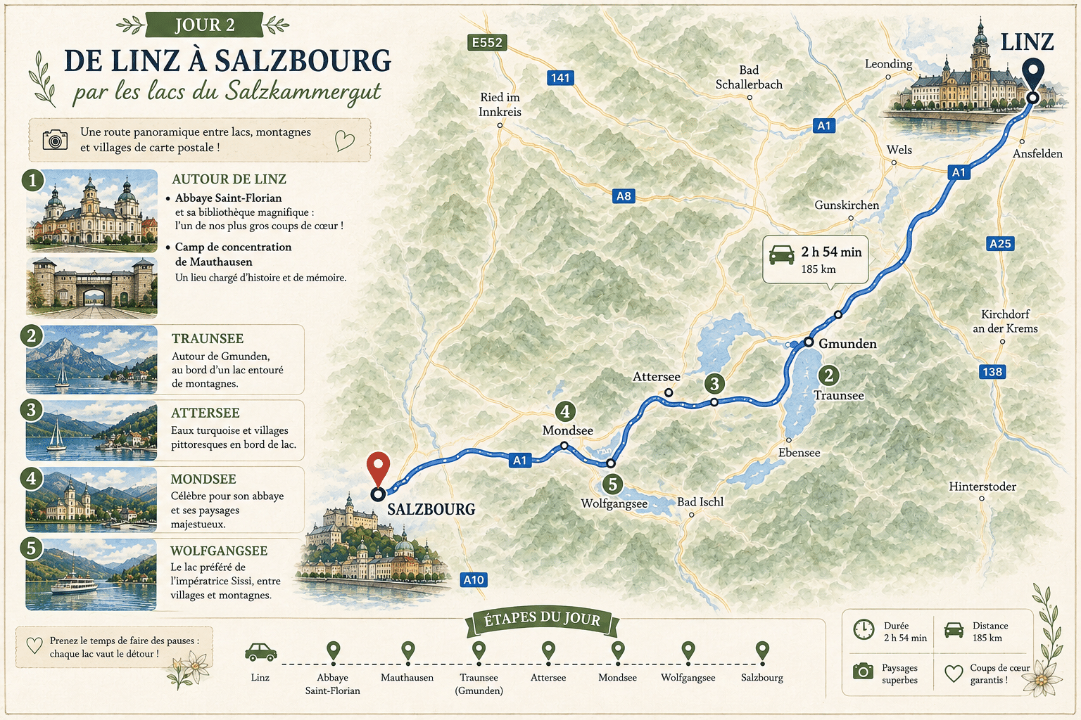 itinéraire de linz à salzbourg en autriche