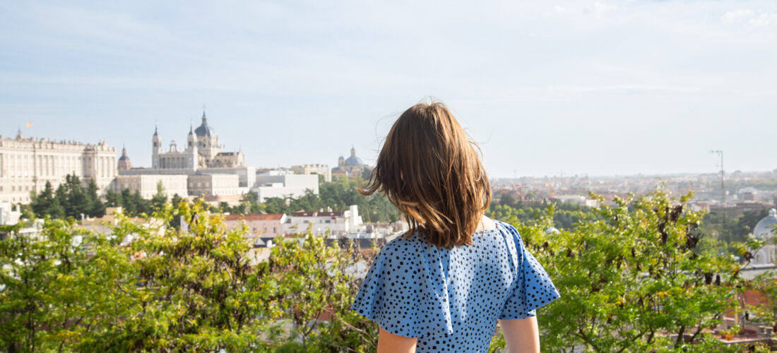 vue sur madrid depuis le temple de debod , week-end à madrid