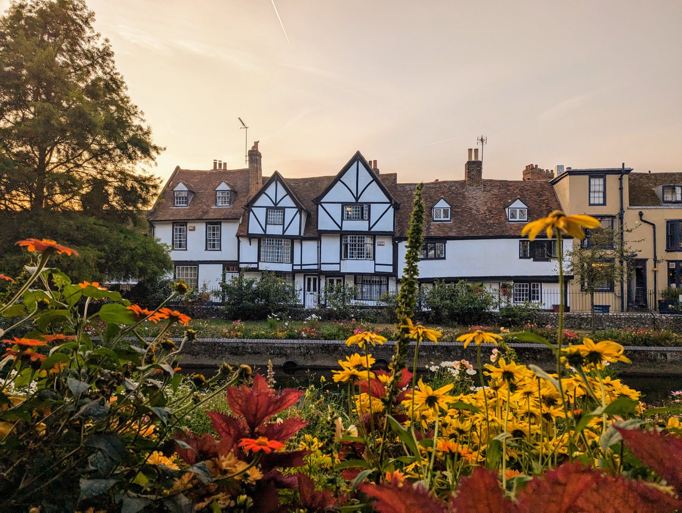 fin de journée sur les rives à Canterbury, Kent
